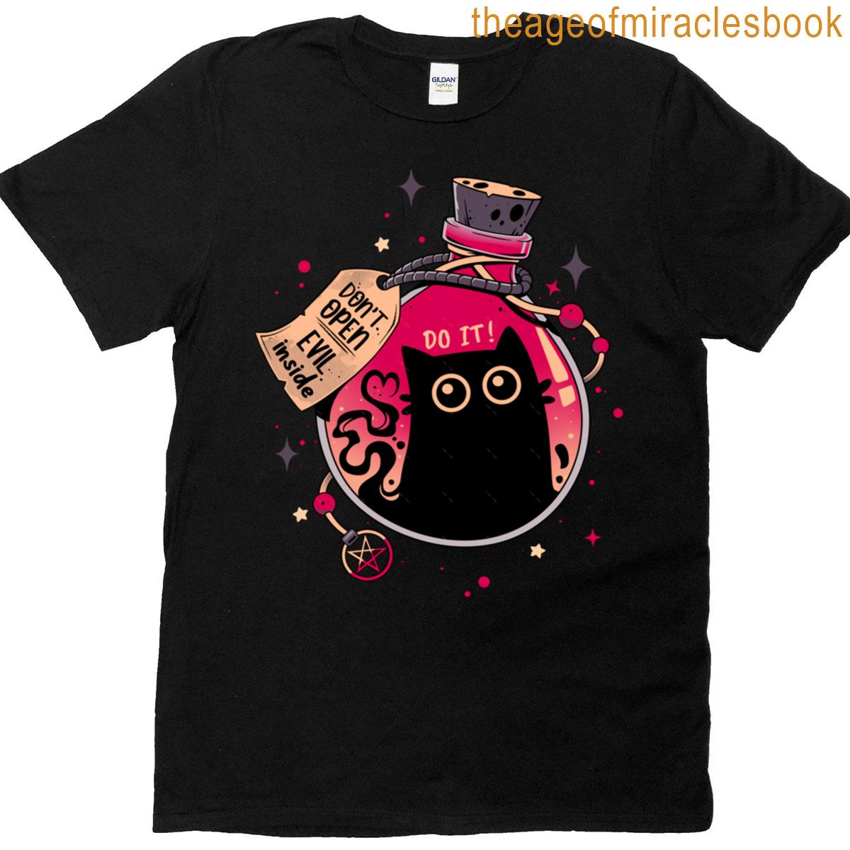 Bottled Menace – Evil Black Cat T-shirt