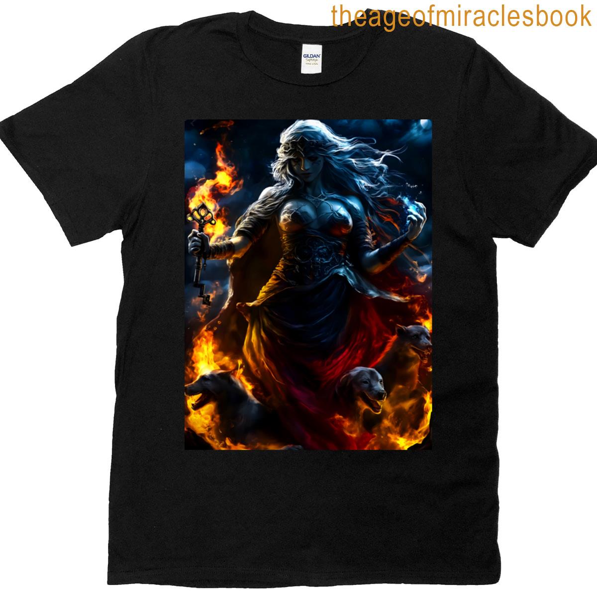 Fiery Sorceress With Wolves T-shirt
