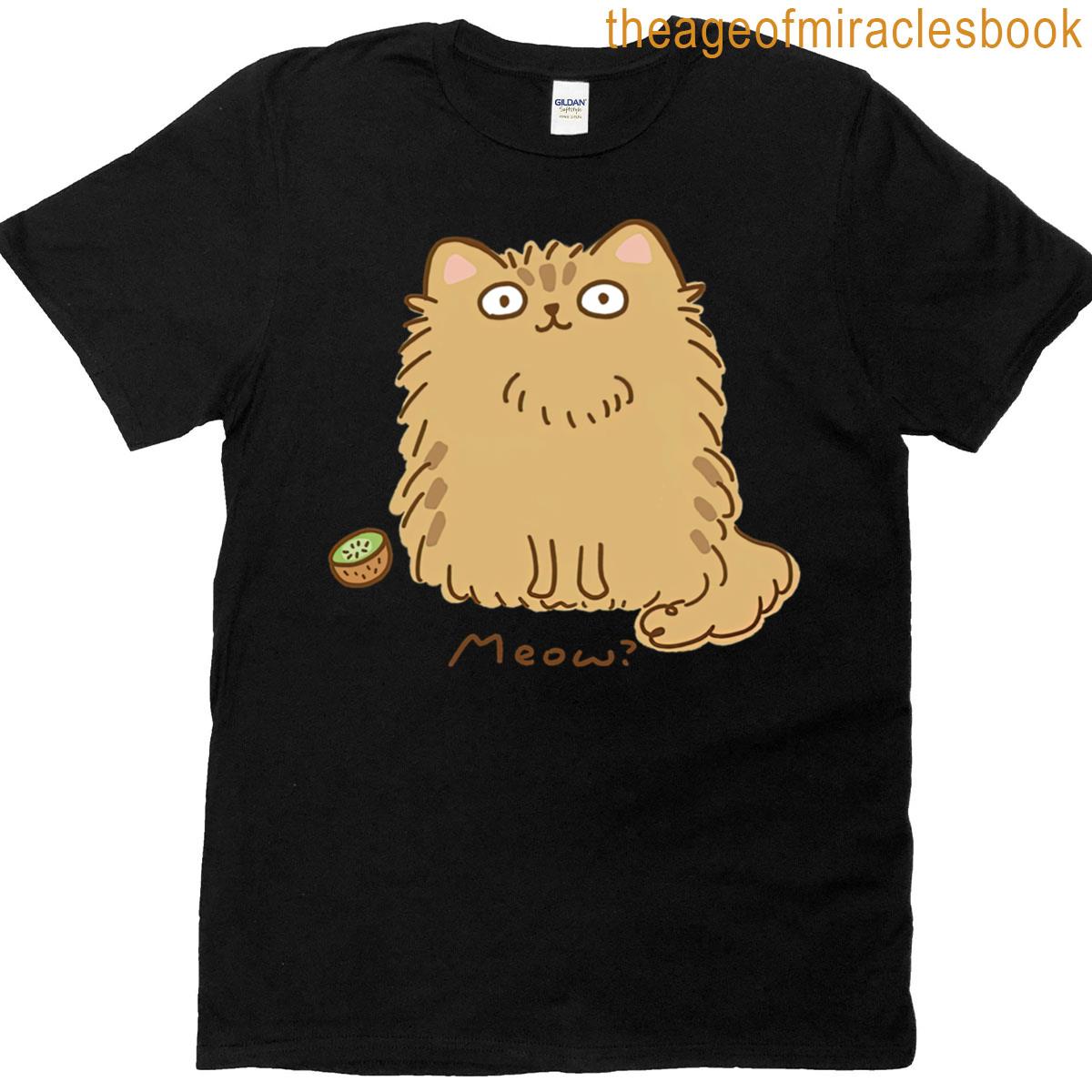 Fluffy Cat With Kiwi T-shirt