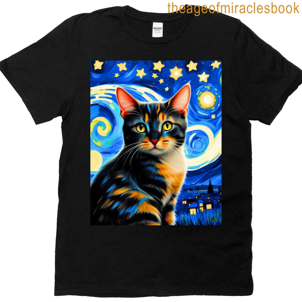 Starry Night Cat T-shirt