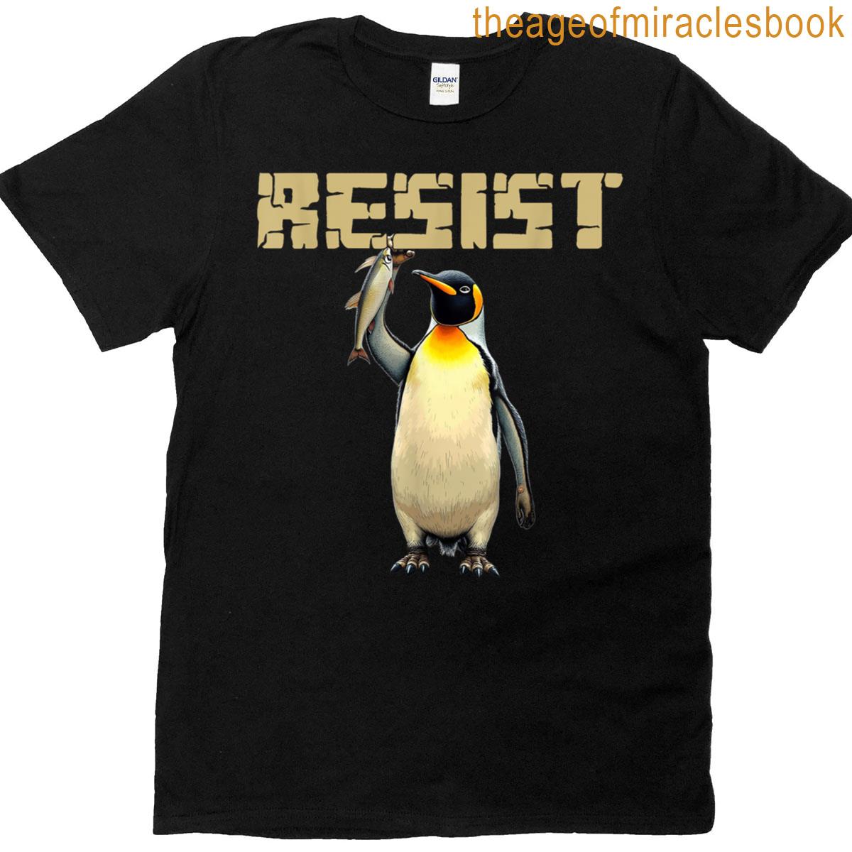 Cool Penguin Holding Fish Funny T-shirt
