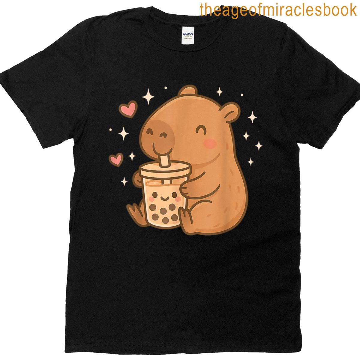 Funny Capybara Kawaii Anime Drinking Bubble T-shirt