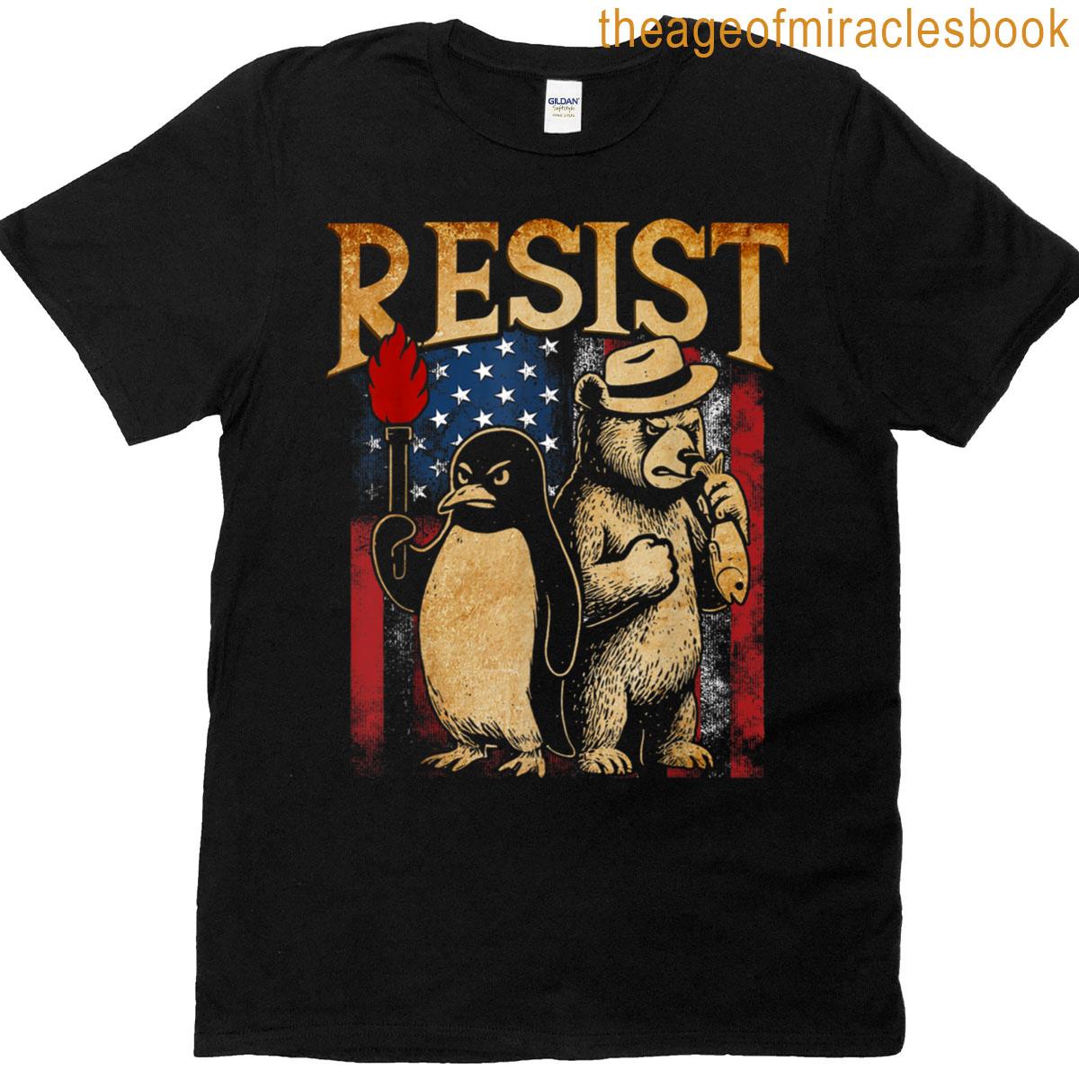 Resist Penguins And Bear Resist Protest T-shirt