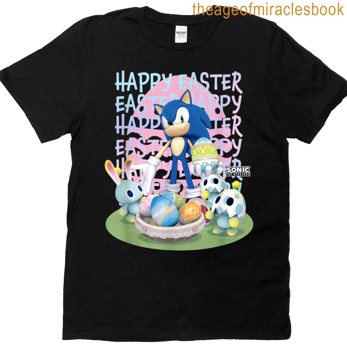Sonic The Hedgehog Happy Easter Sonic Egg Speed Big Logo T-shirt