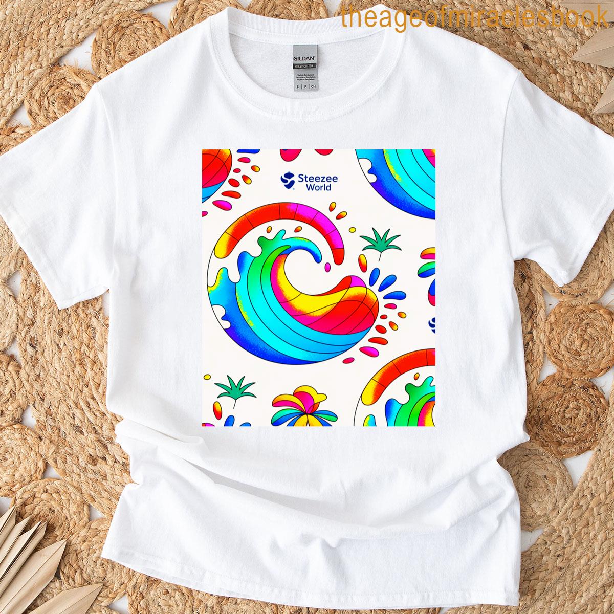 Summer Rainbow Ocean Waves T-shirt