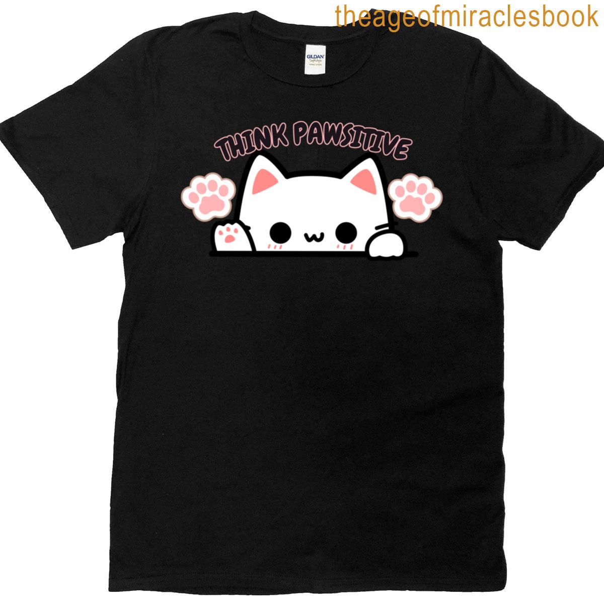 Think Positive Cat Theme T-shirt