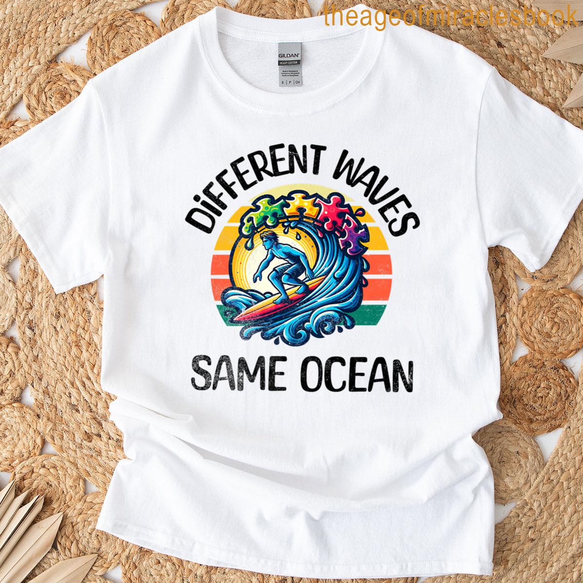 Autism Awareness Different Waves Same Ocean Surf Premium T-shirt