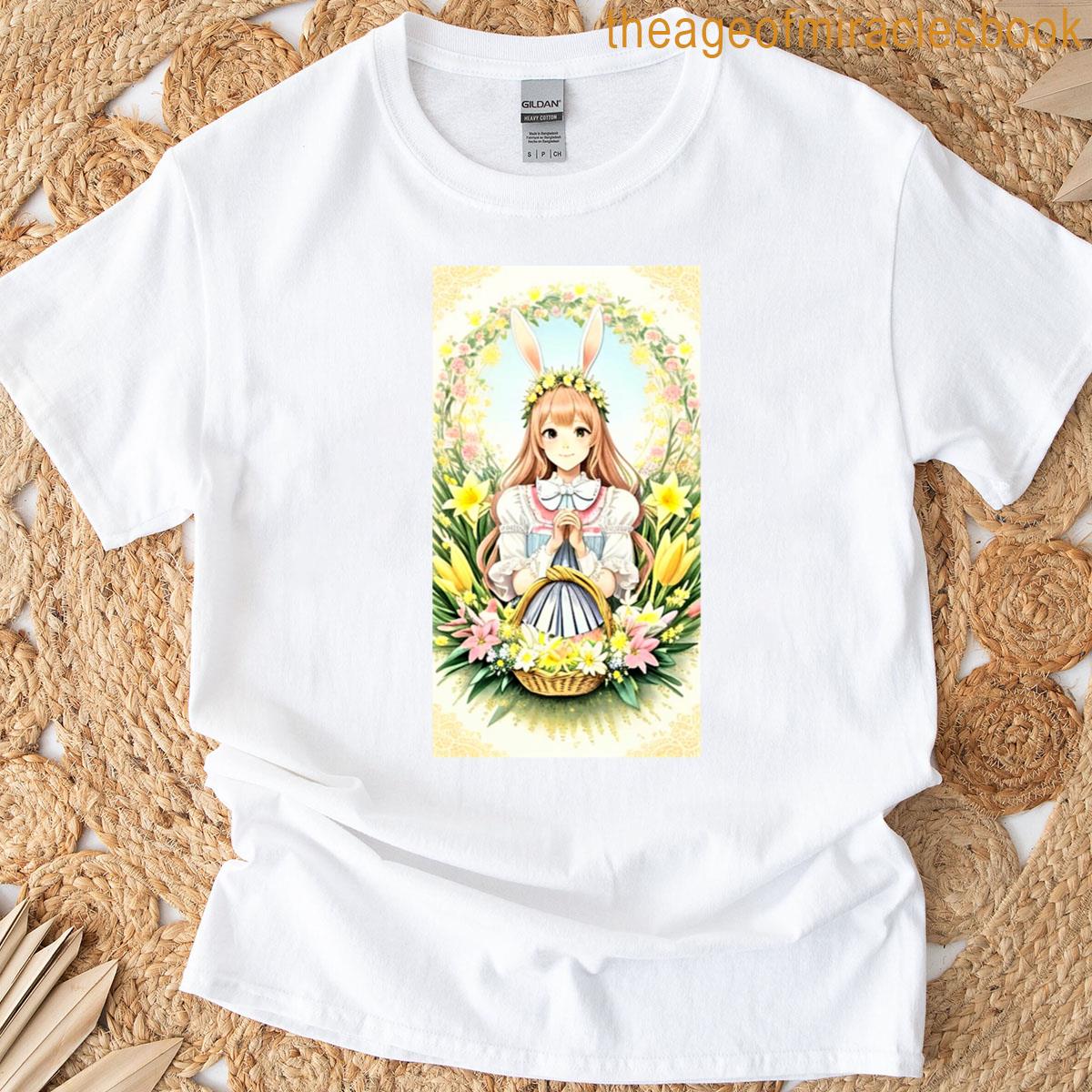 Anime Bunny Easter Floral – Spring Art T-shirt