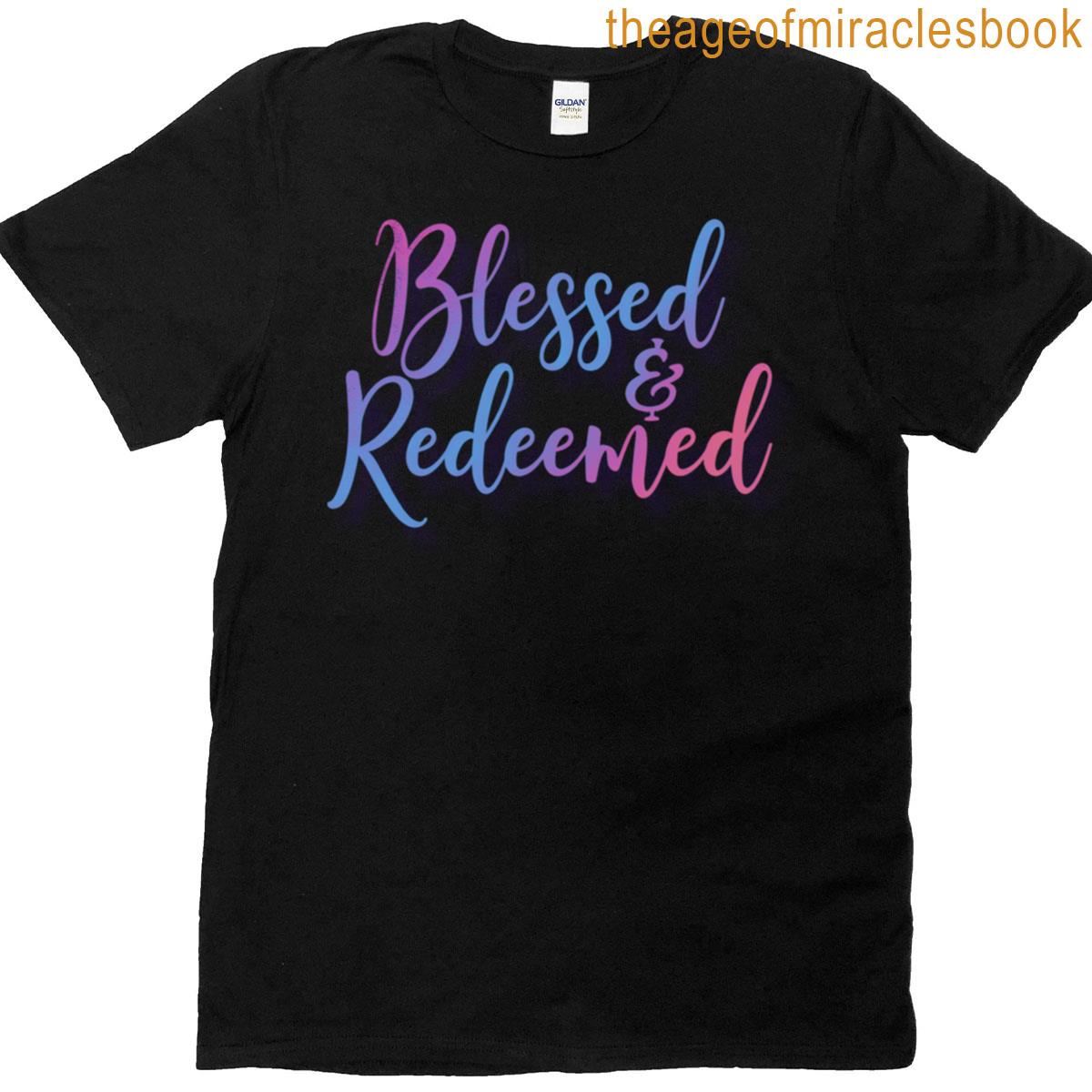 Blessed And Redeemed – Christian Gradient Typography T-shirt