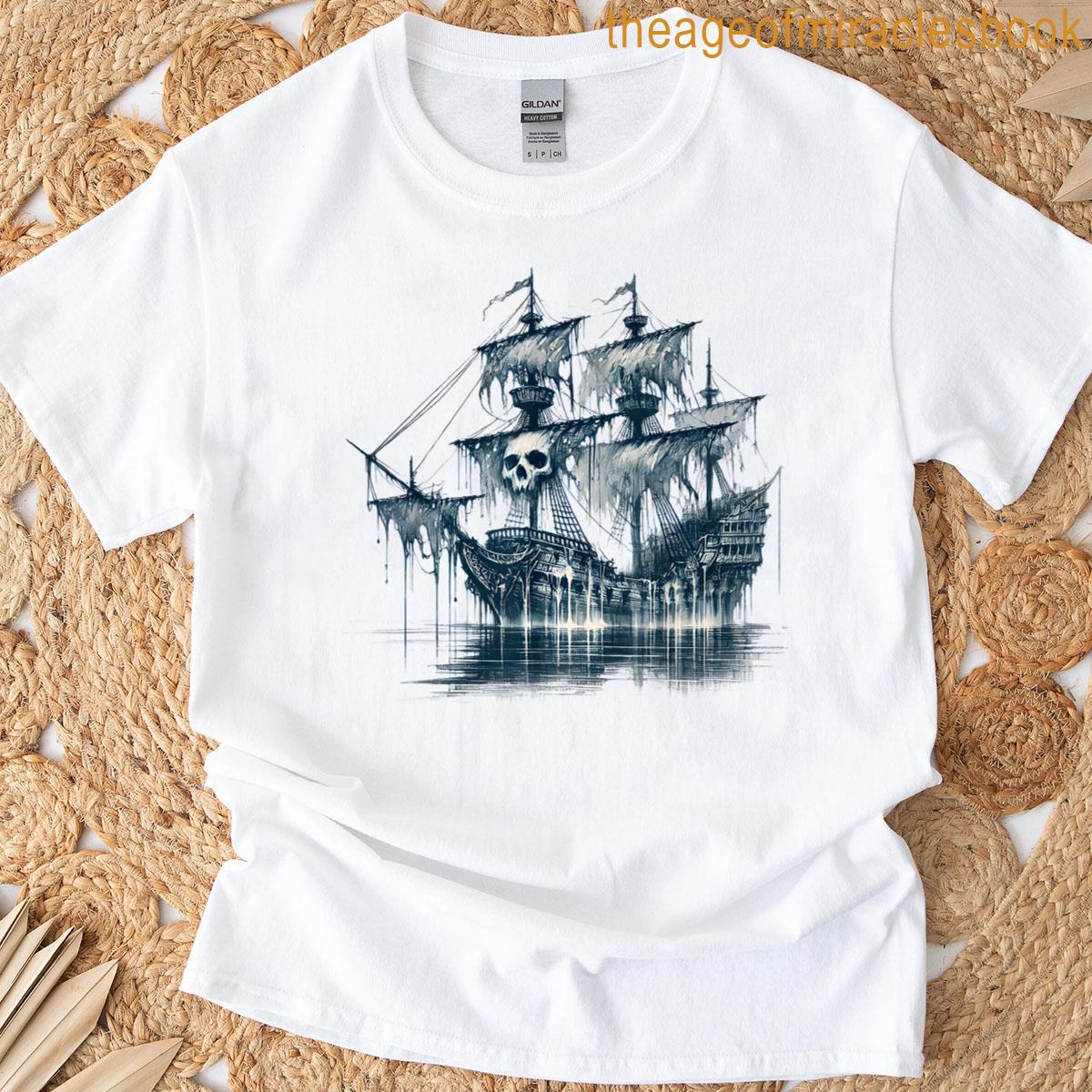 Cool Ghost Ship With Skull Argh Pirate T-shirt