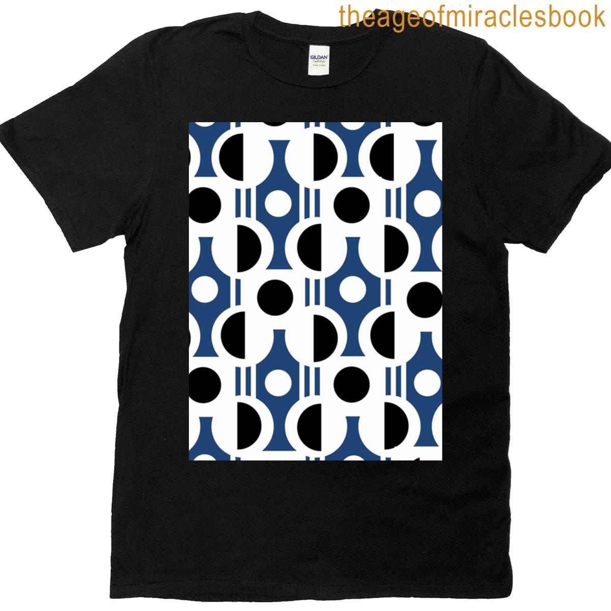 Geometric Blue Semi Circle Pattern Graphic T-shirt