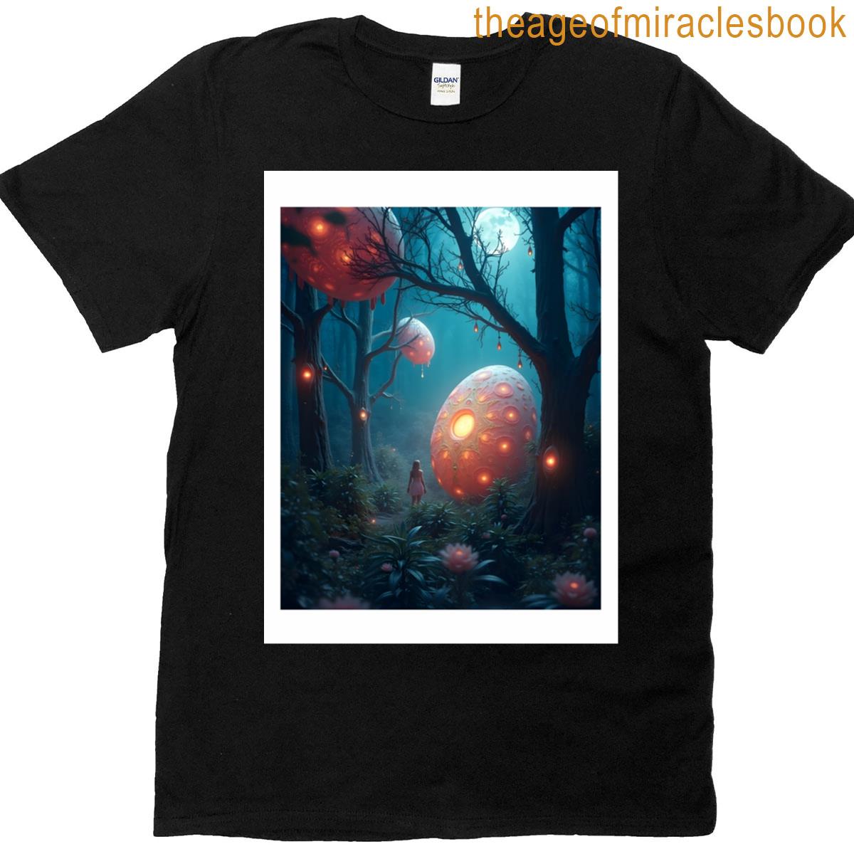 Mystical Forest With Giant Glowing Easter Eggs Graphic T-shirt