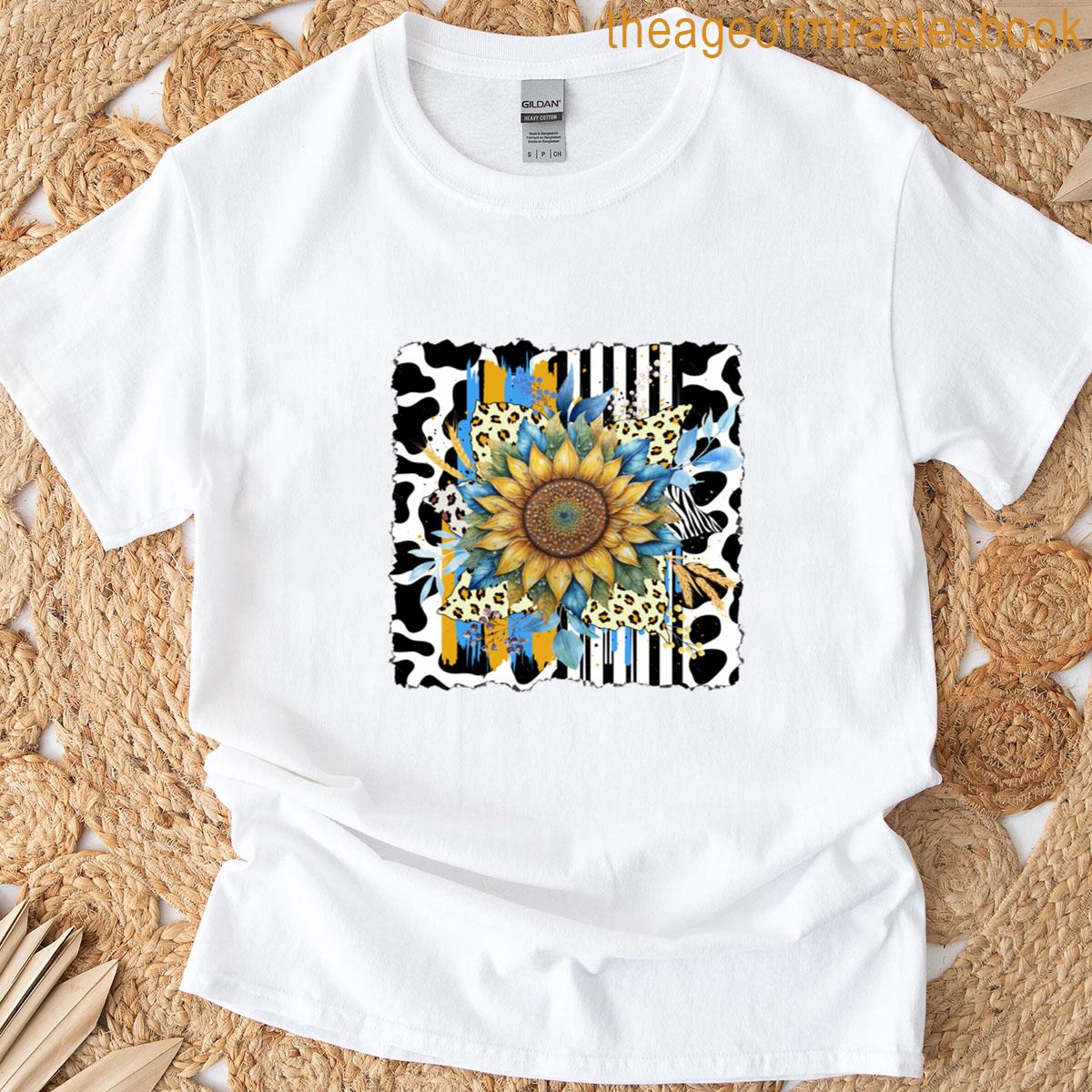 Abstract Sunflower With Mixed Patterns T-shirt