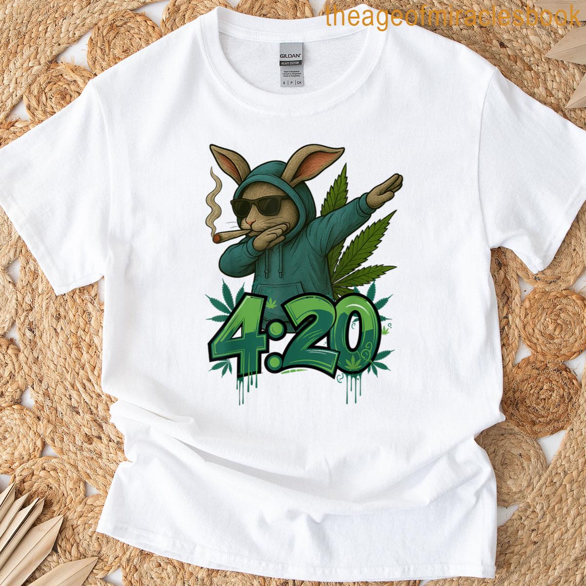 Happy 420 Easter Funny Easter Dabbing Rabbit Easter T-shirt
