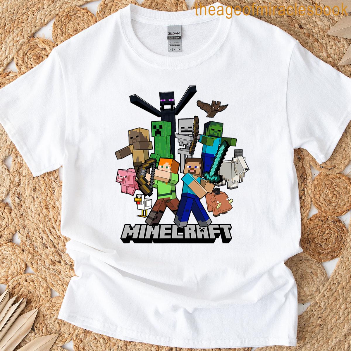 Minecraft Heroes Enemies Group Shot T-shirt
