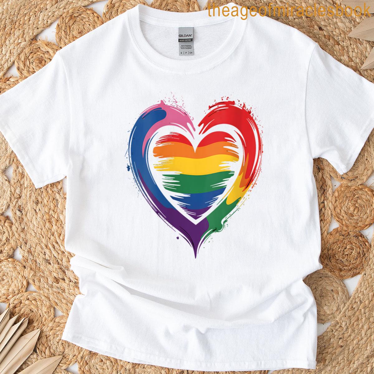 Womens Rainbow Pride Heart T-shirt