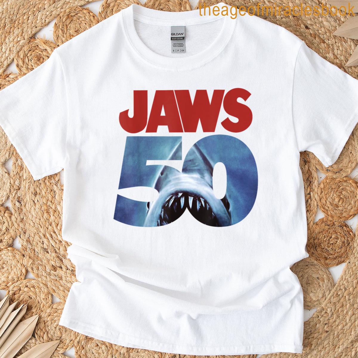 Jaws 50th Anniversary Logo Front Back T-shirt