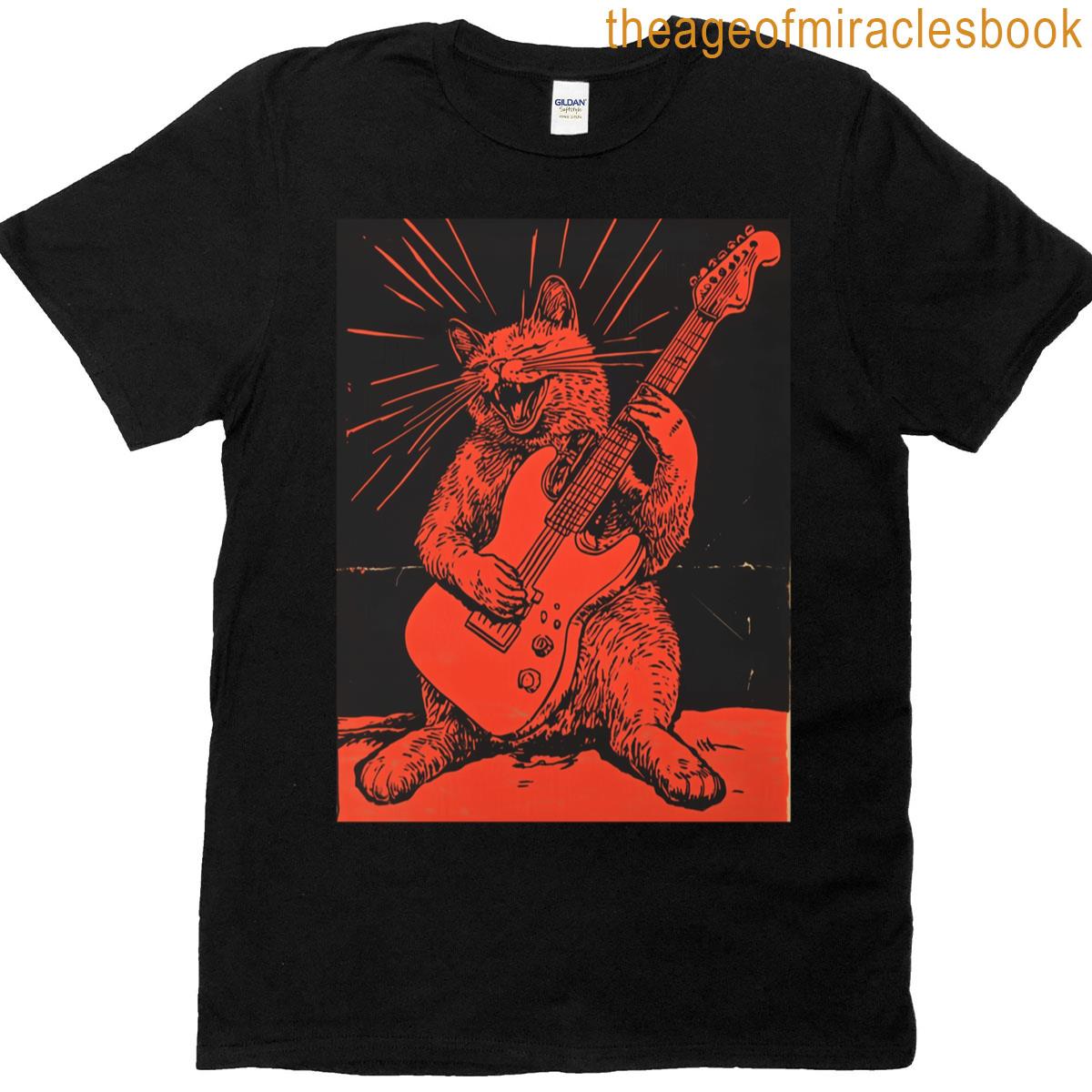 Cat Playing Guitar Oversized T-shirt