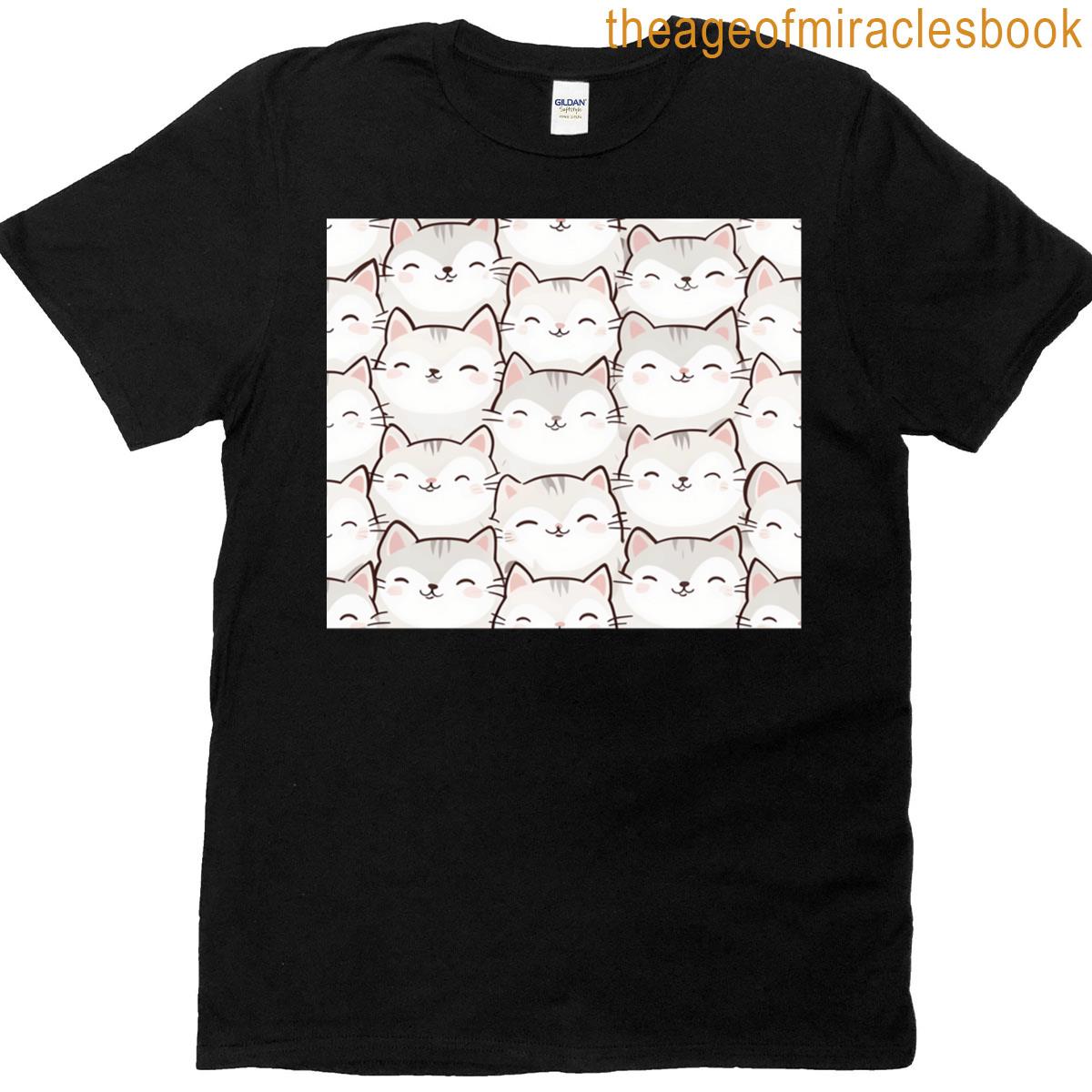 Kawaii Cartoon Cat Pattern Vibes T-shirt