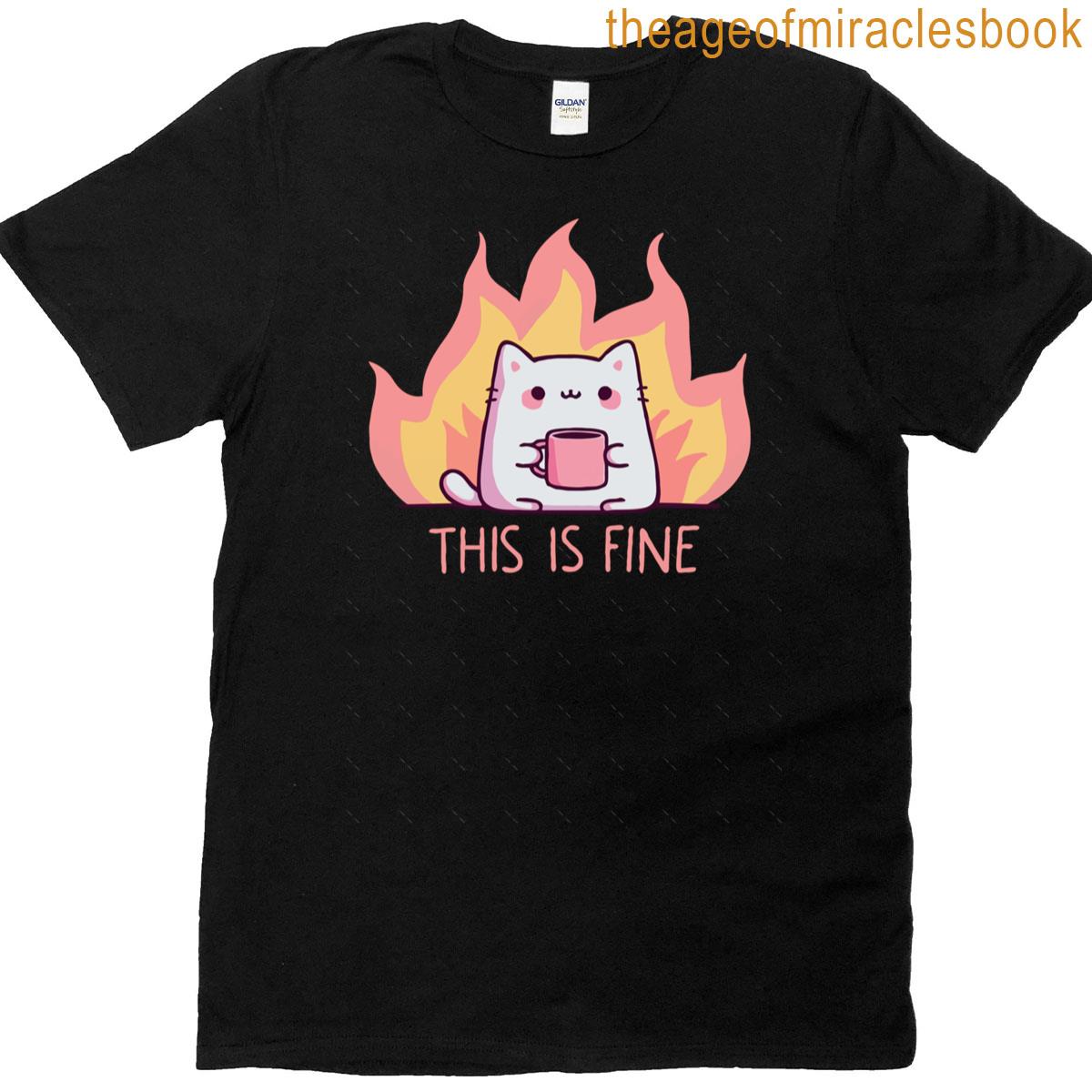 Cat This Is Fine Oversized T-shirt