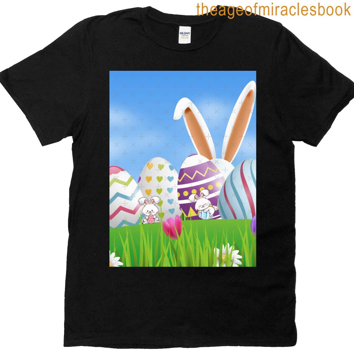 Happy Easter – Colored Easter Eggs – Easter Bunnies Graphic T-shirt