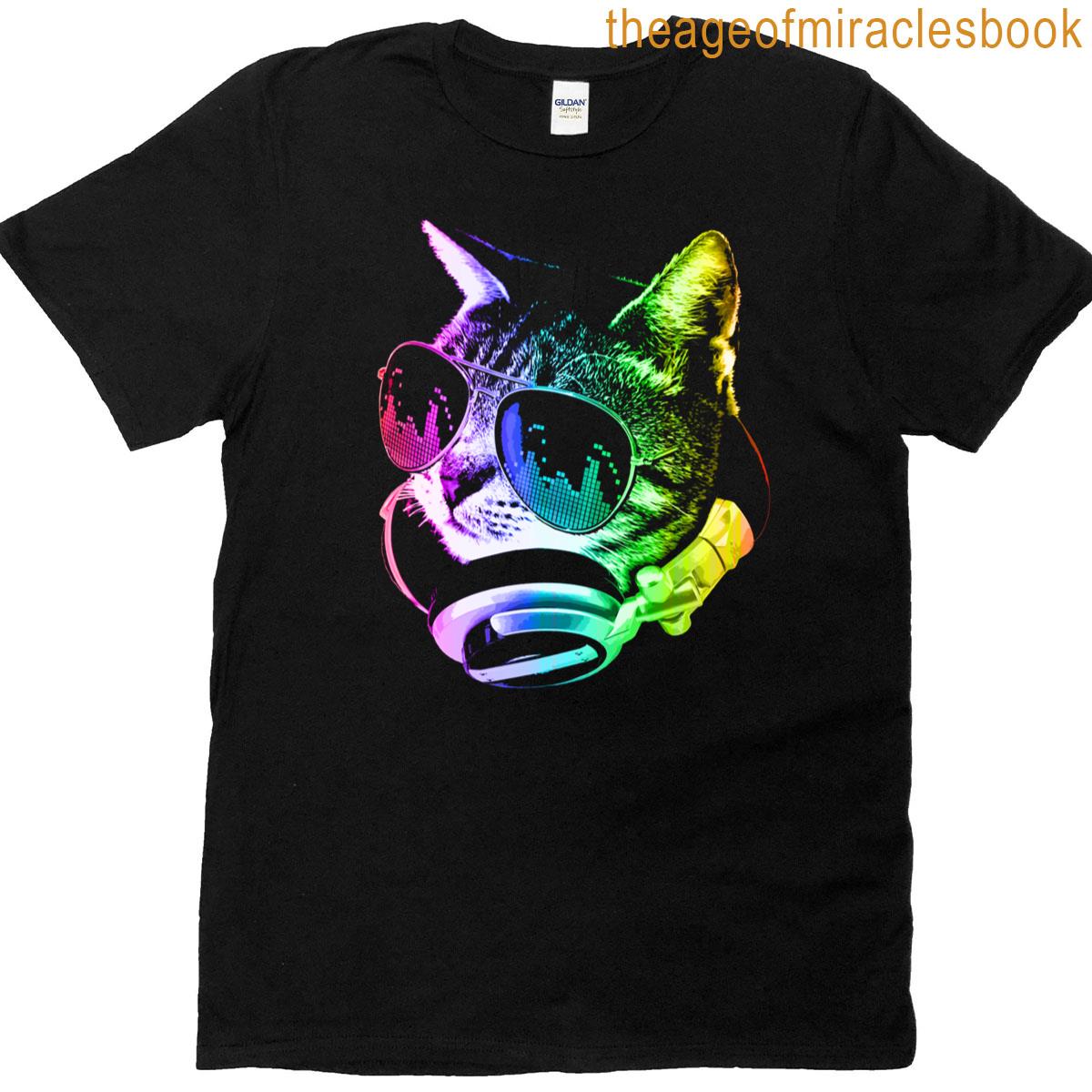 Rainbow Music Cat T-shirt