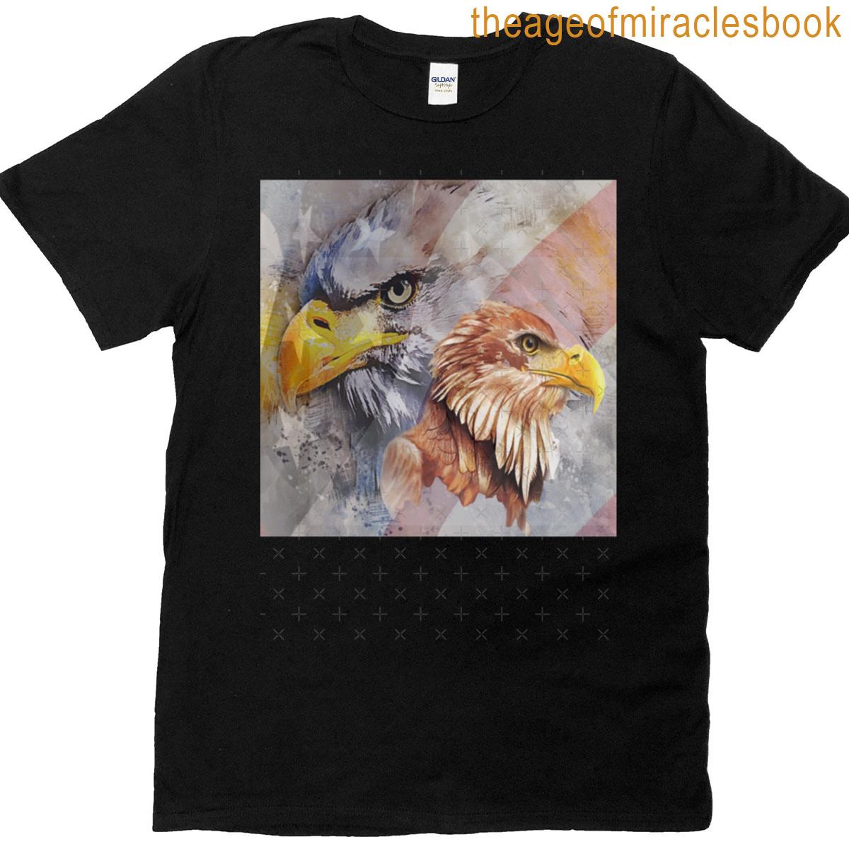 Two Eagles With An American Flag Background Oversized T-shirt