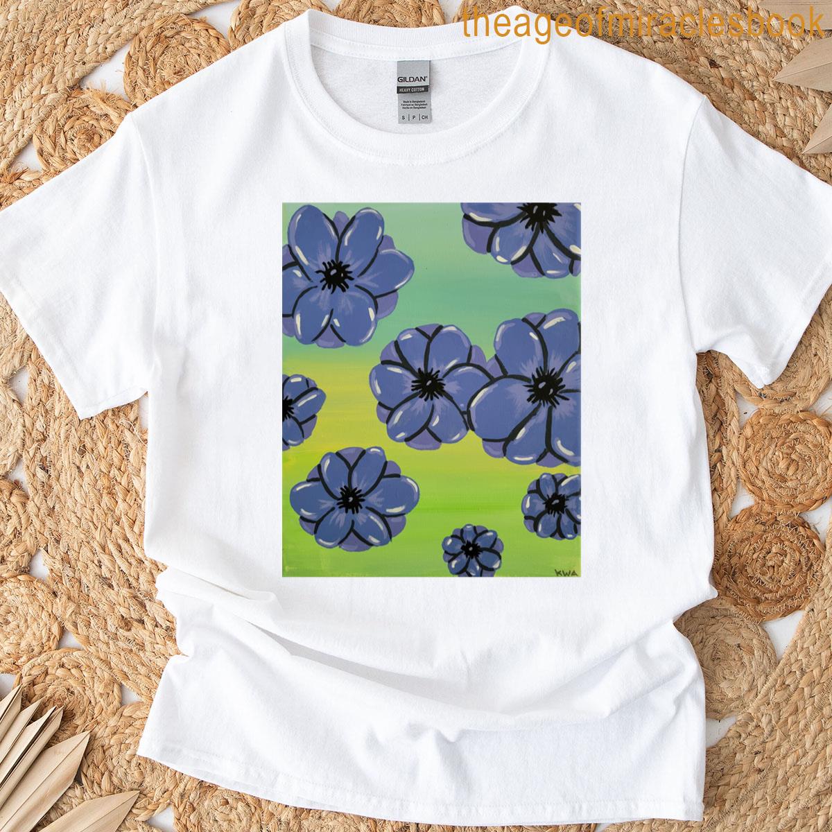 blue anemone flowers long T-shirt