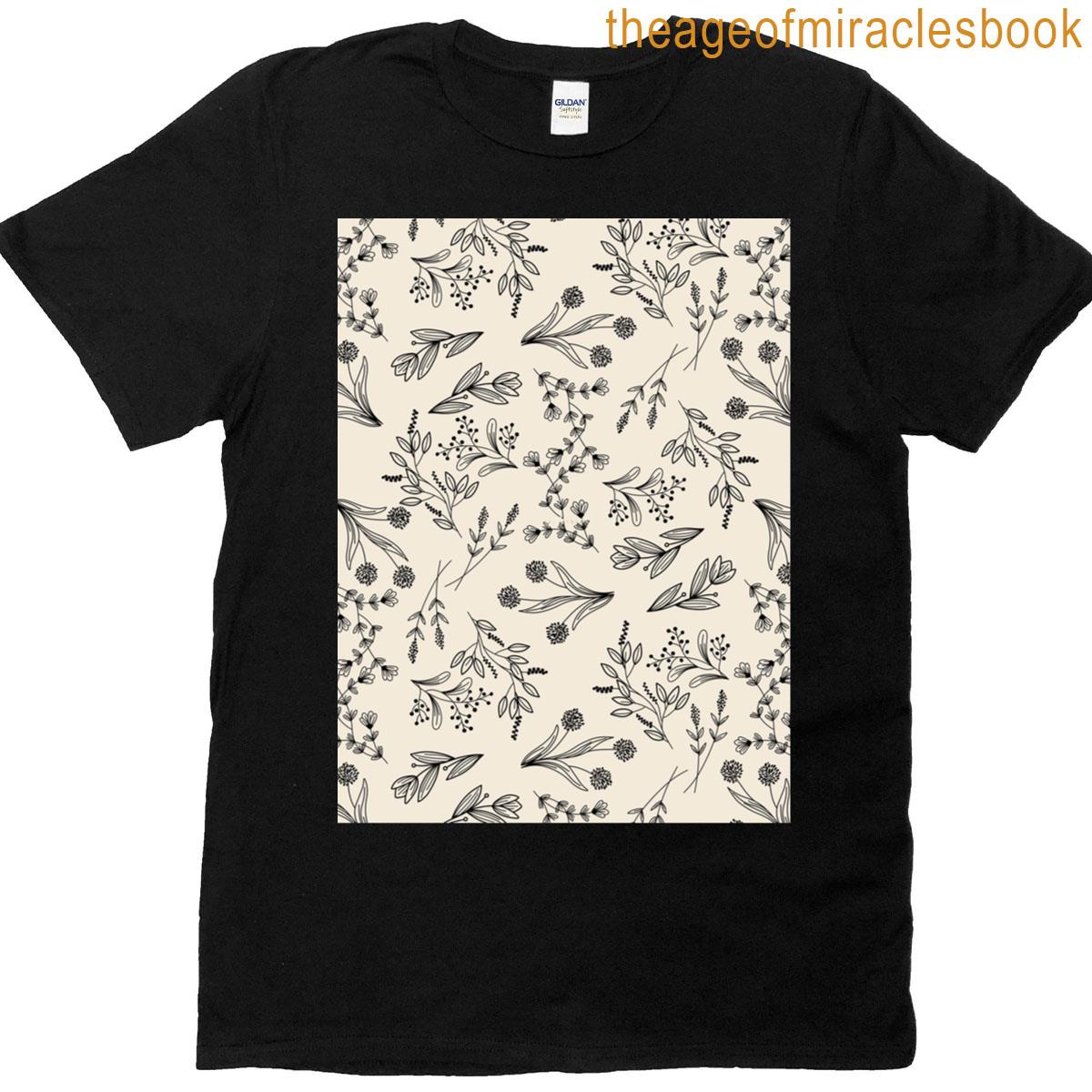 delicate botanical sketch graphic T-shirt