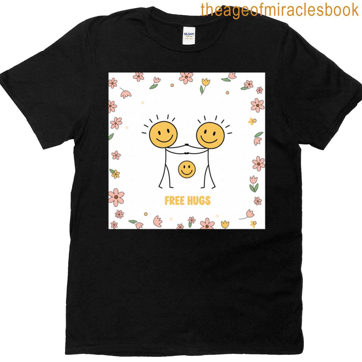 free hugs buttons long T-shirt