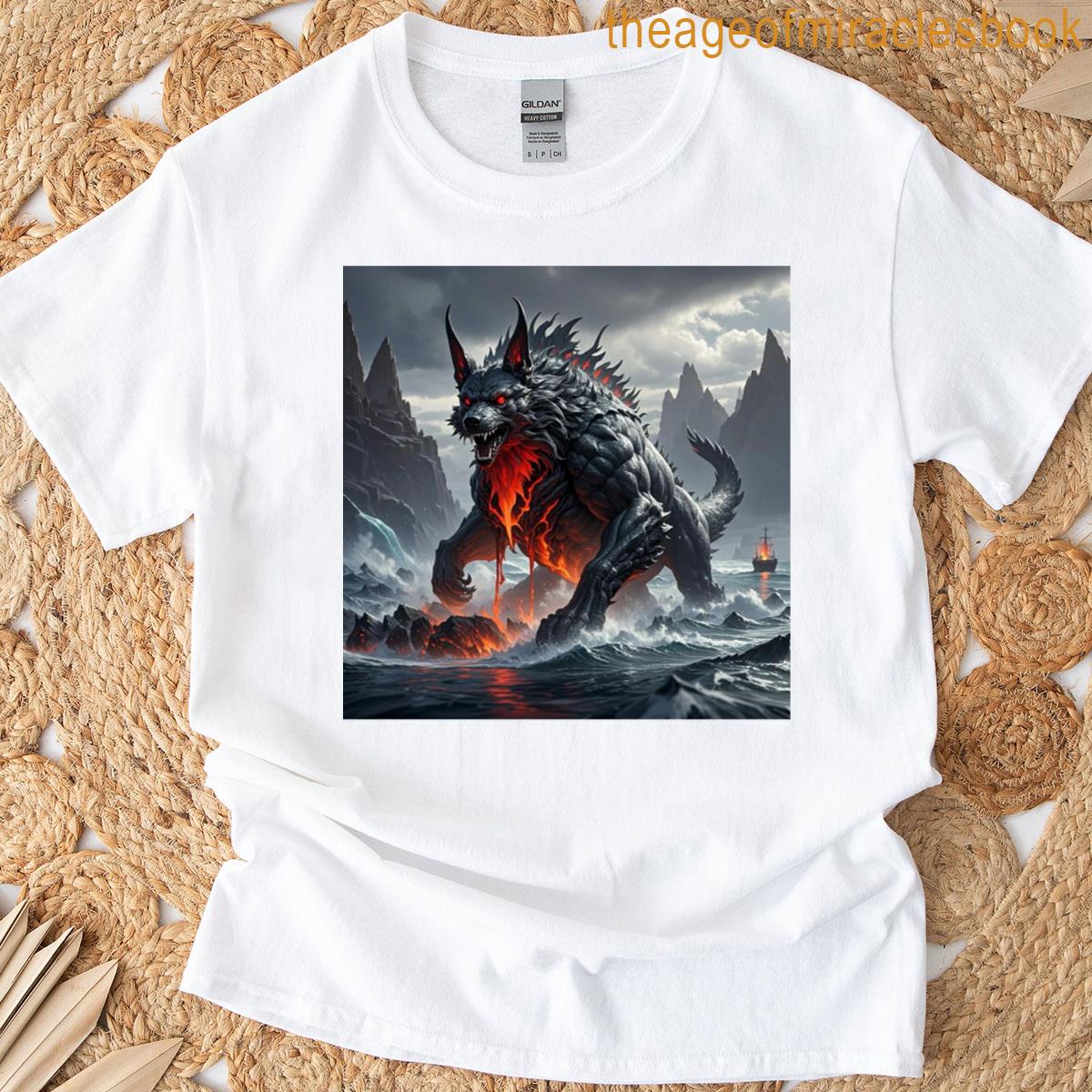 infernal lava hellhound roaring through the storm premium T-shirt