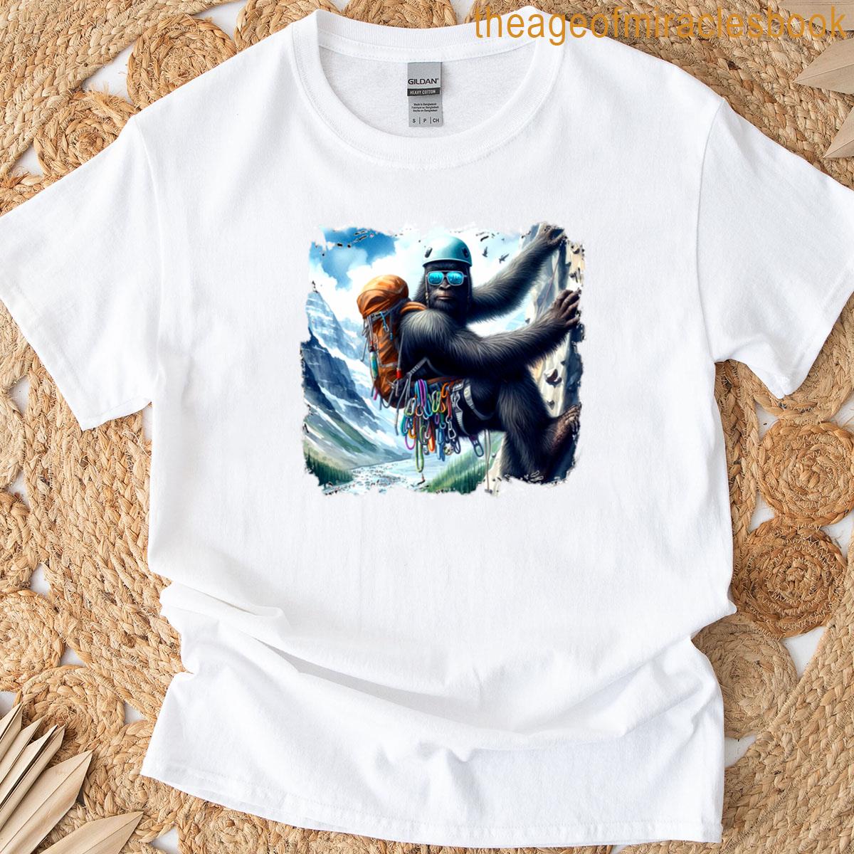rock climbing bigfoot T-shirt