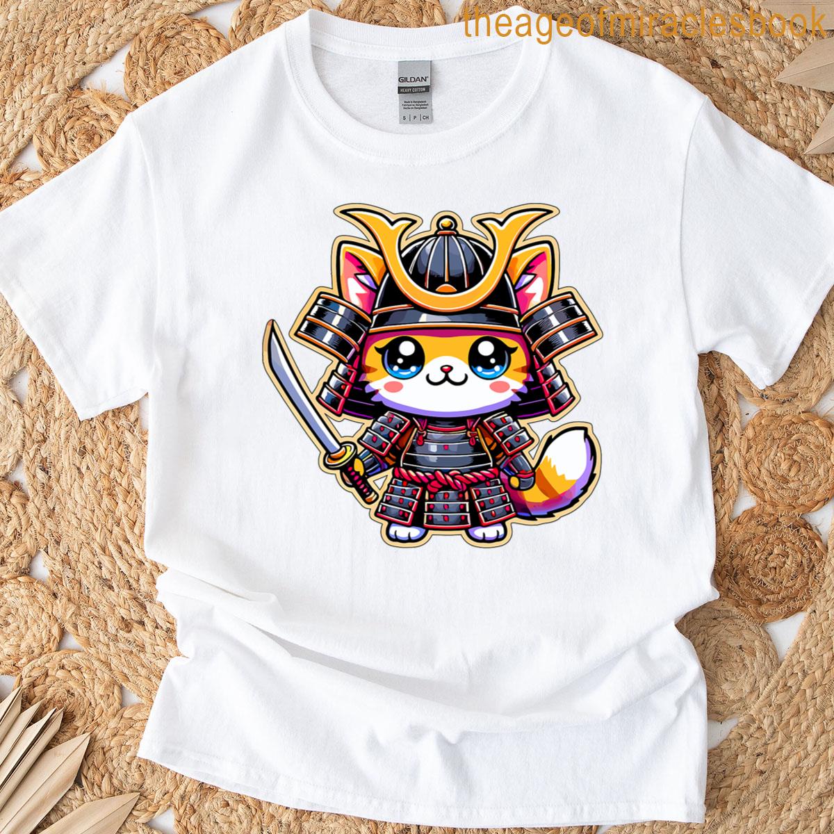 samurai orange cat T-shirt
