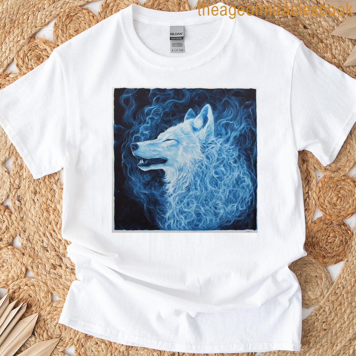 wolf with a skin like blue fire premium T-shirt