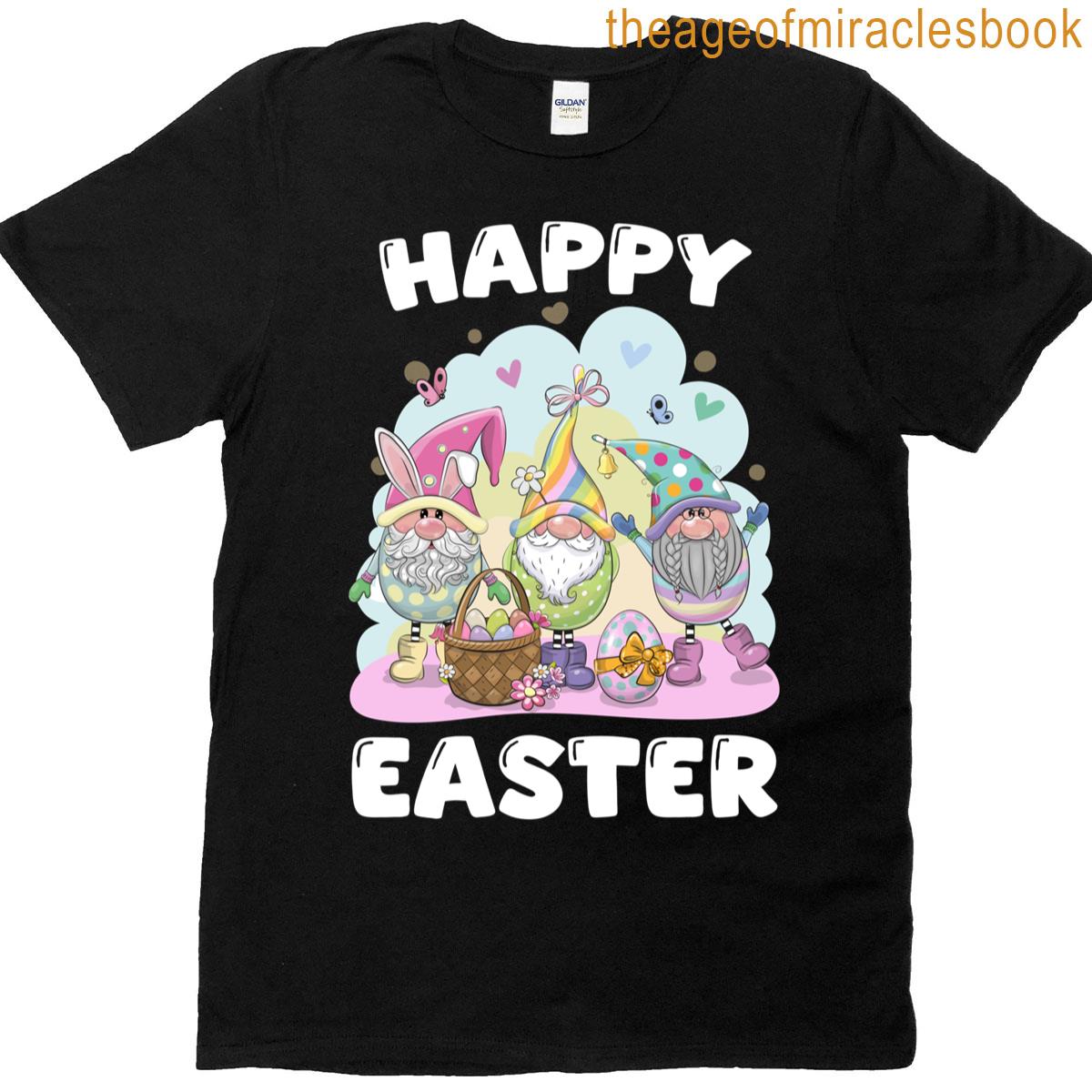 Funny Easter Garden Gnomes Happy Easter Egg Bunny Jesus T-shirt