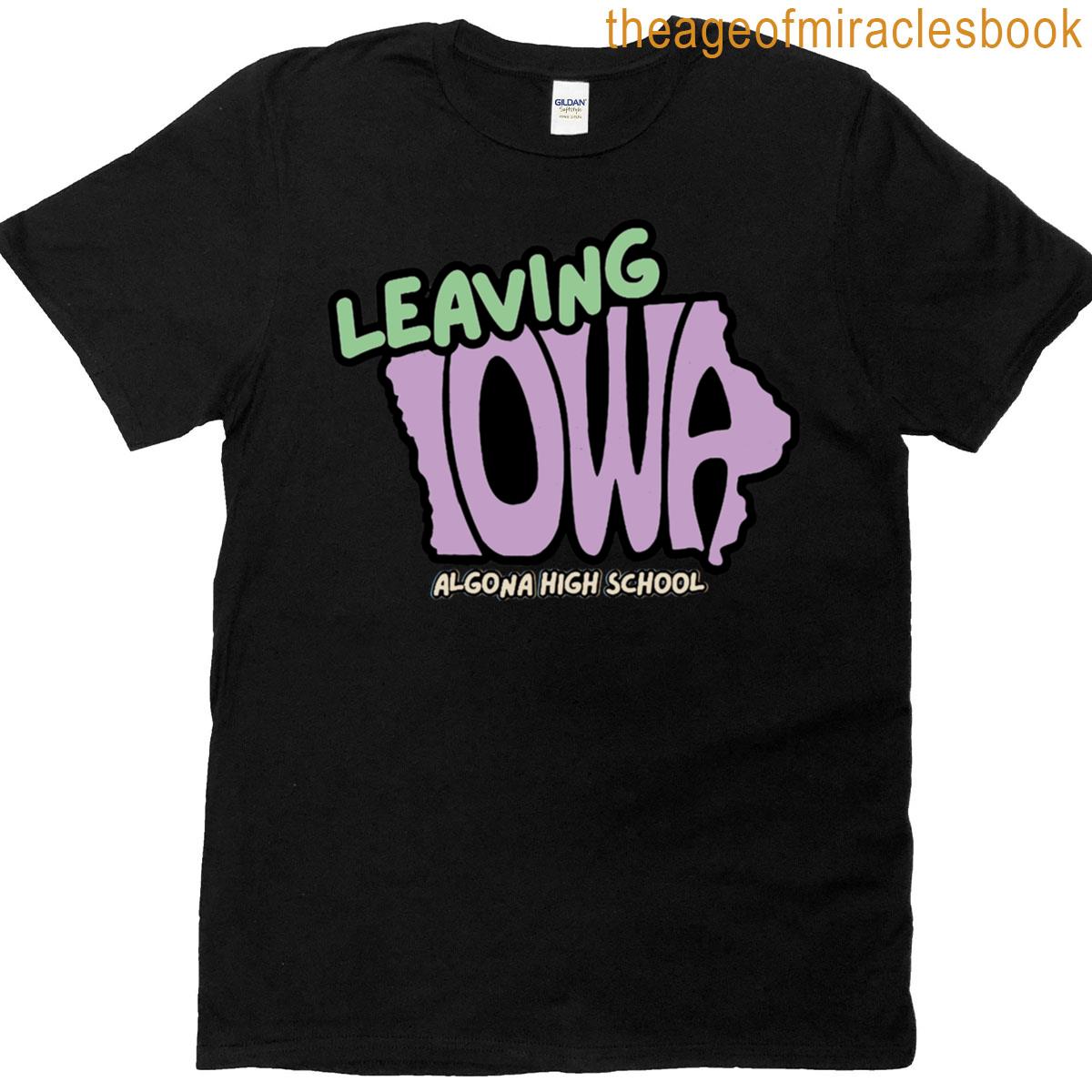 Leaving Iowa Black Background T-shirt