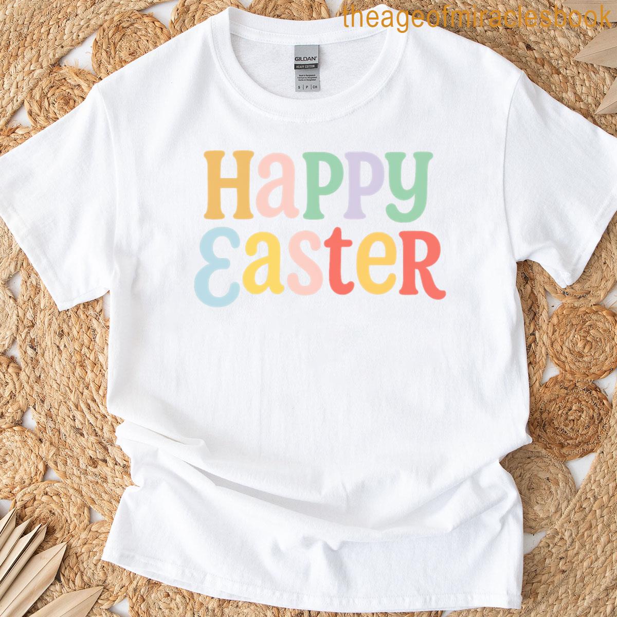 Retro Pastel Happy Easter Typography T-shirt