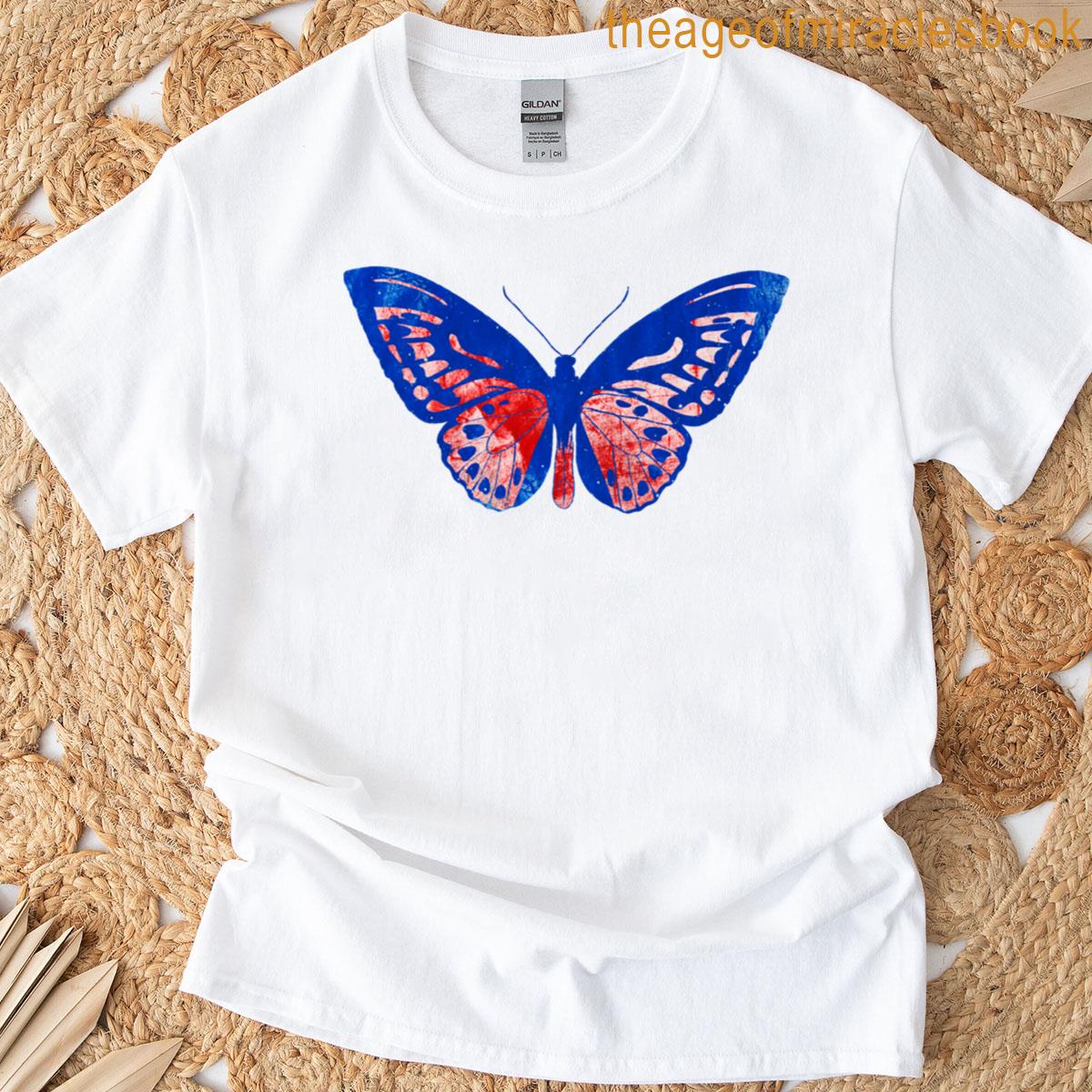 Blue And Red Butterfly T-shirt
