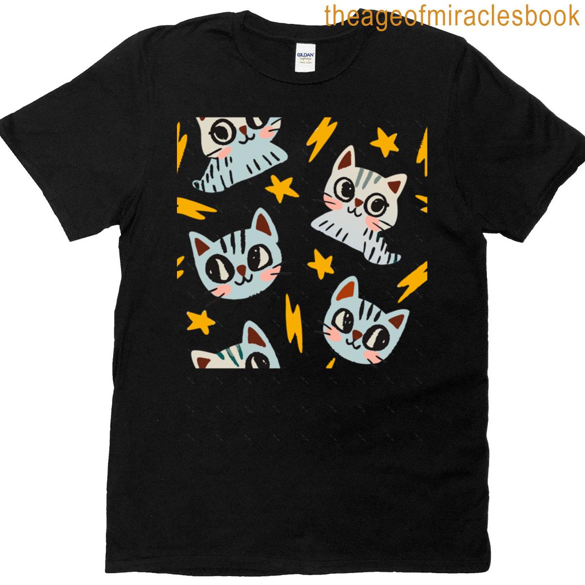 Kitty Stars Amp Bolts Pattern Oversized T-shirt