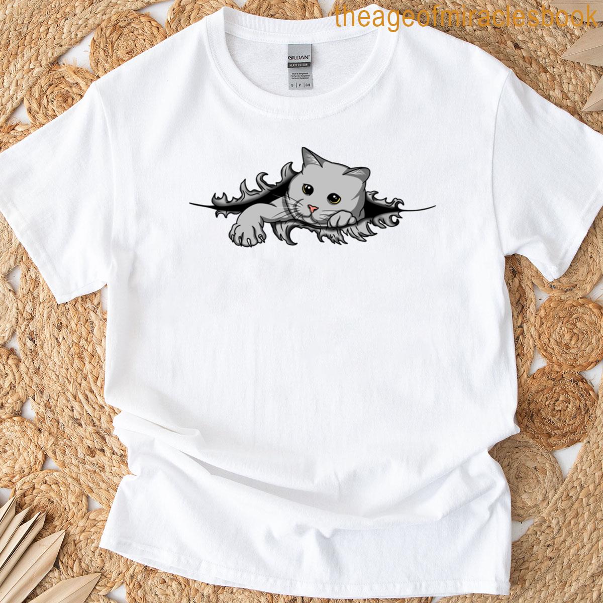 Curious Cat Tearing Reality T-shirt