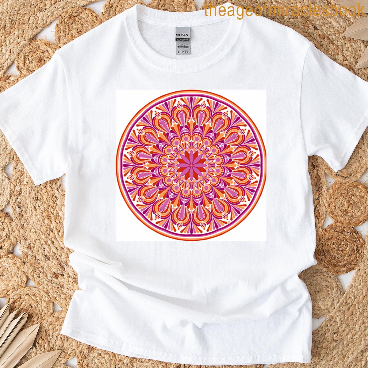 Lesbian Pride Mandala White Background T-shirt