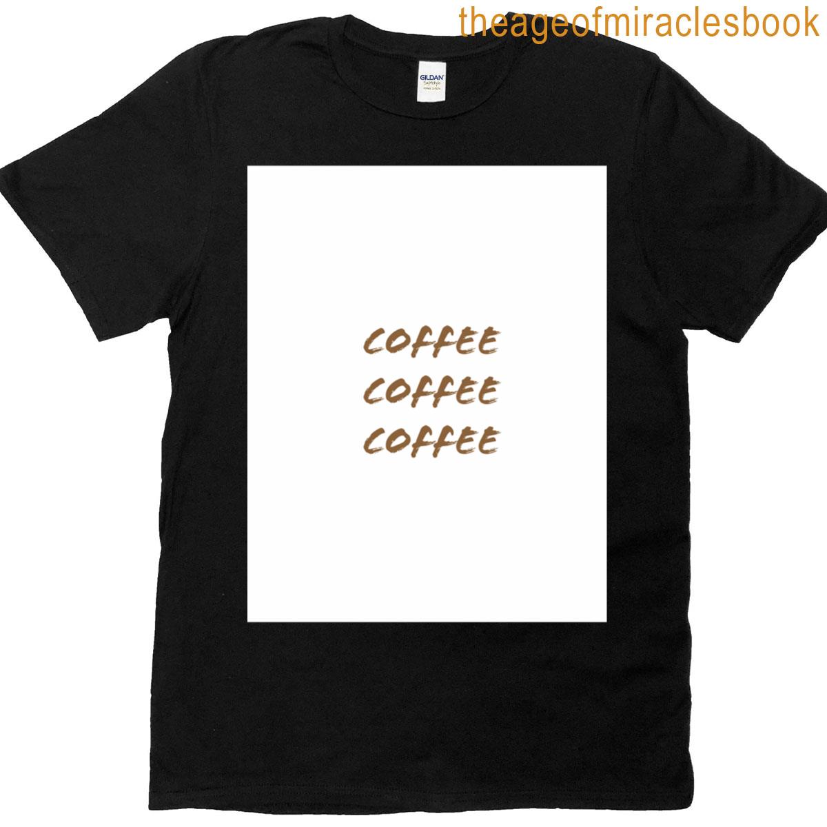 Coffee Coffee Coffee Brown Text White Background Oversized T-shirt