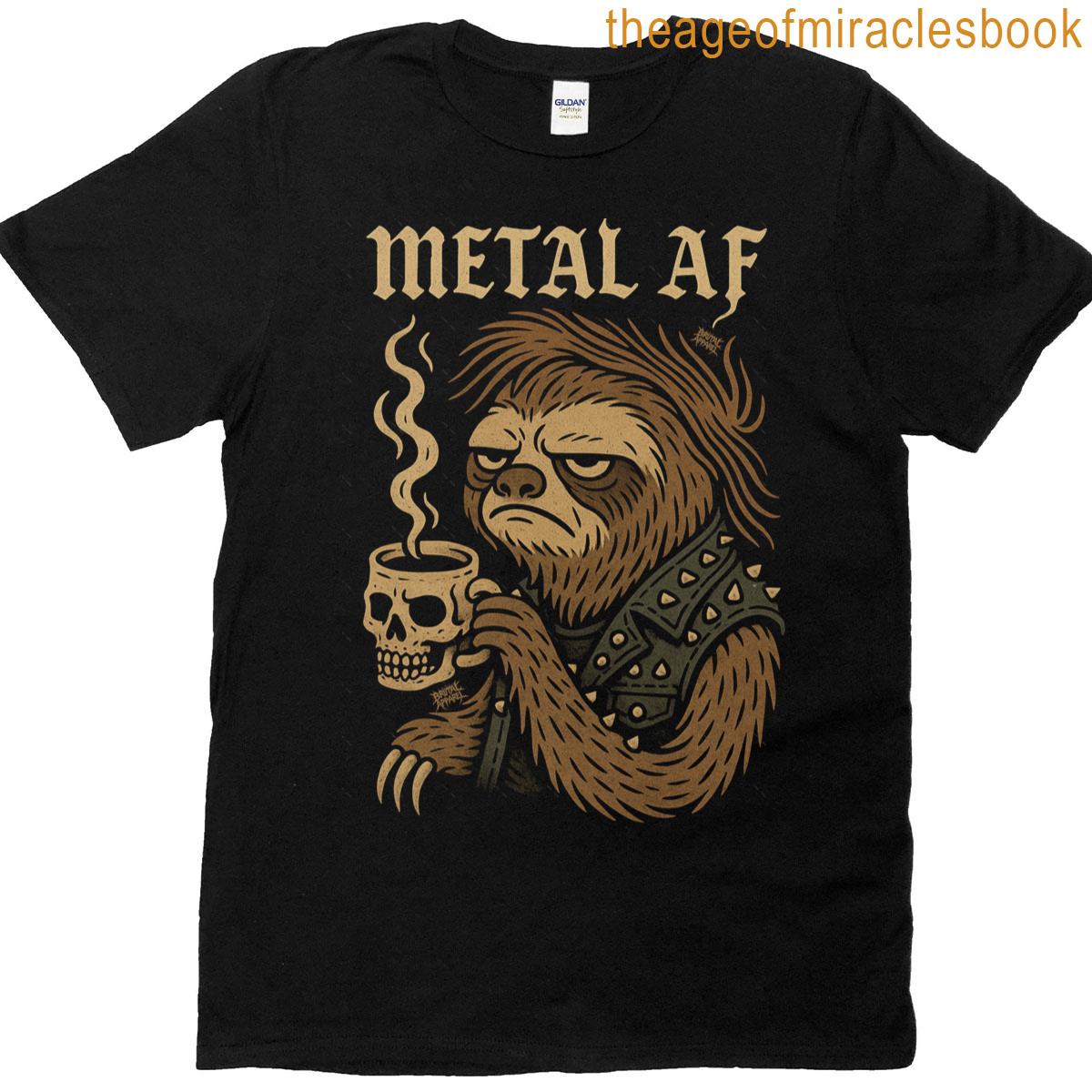 Grumpy Metal Af Sloth Coffee Skull Oversized T-shirt