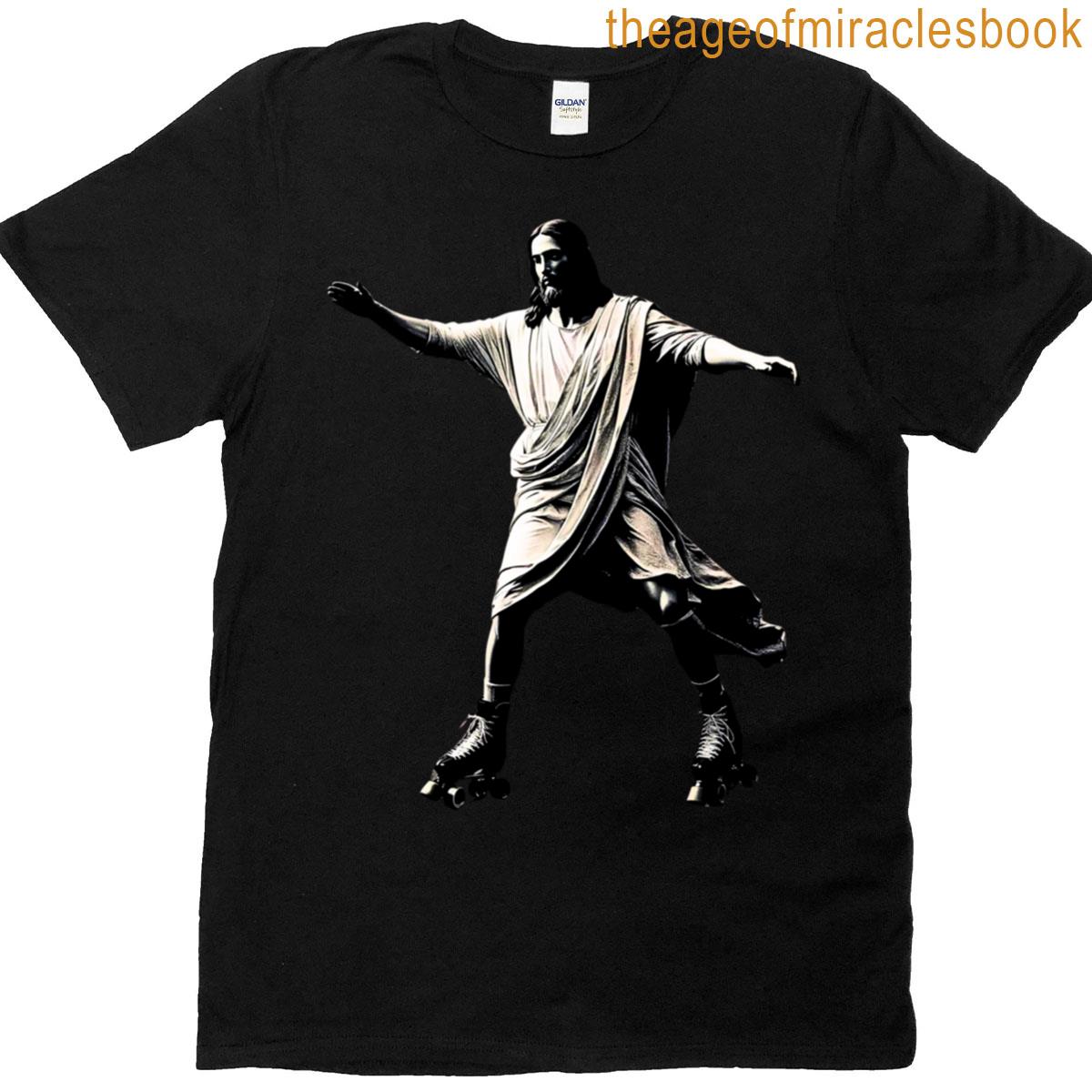Jesus Rollerskating Because Exercise Is Important Oversized T-shirt