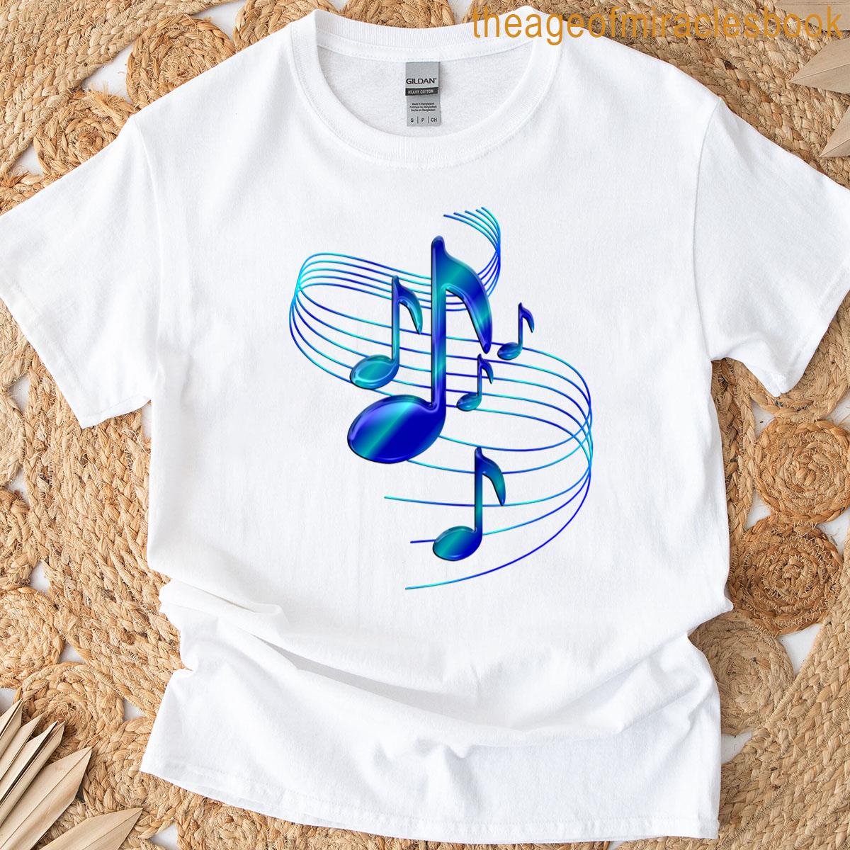 Blue Flowing Music Notes Classic T-shirt