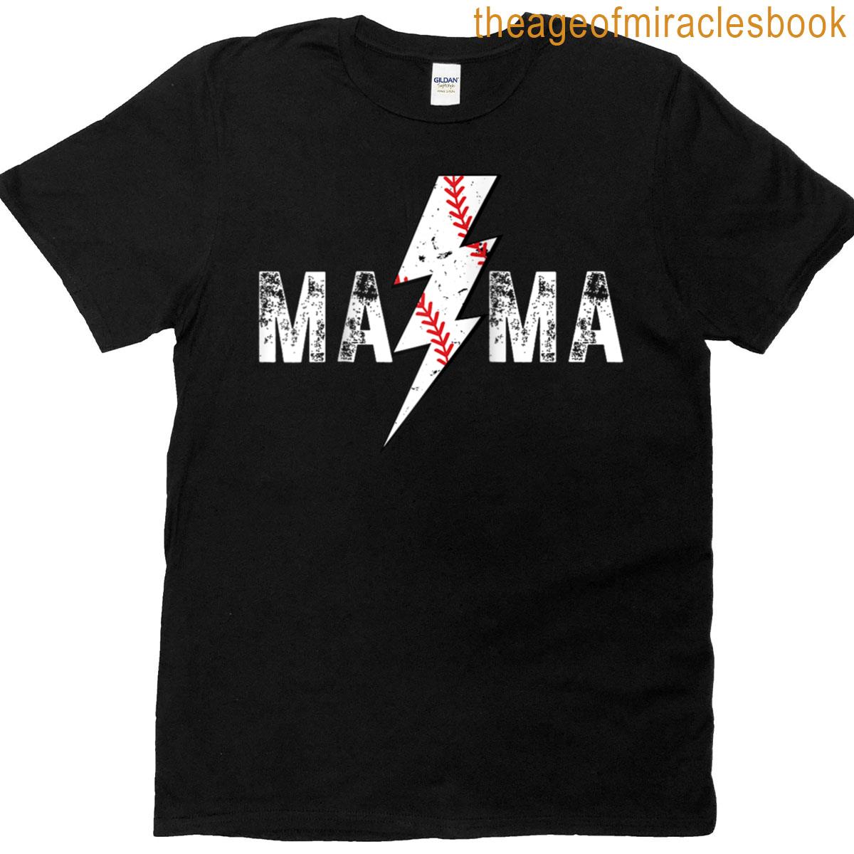 Baseball Mama Retro Thunderbolt Raglan Baseball Tee T-shirt
