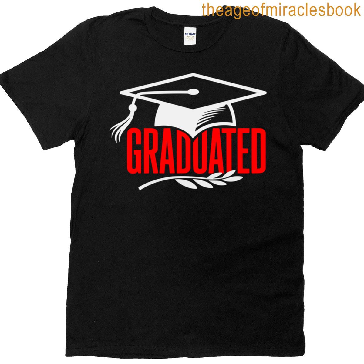 Black Graduated Design With Graduation Cap T-shirt