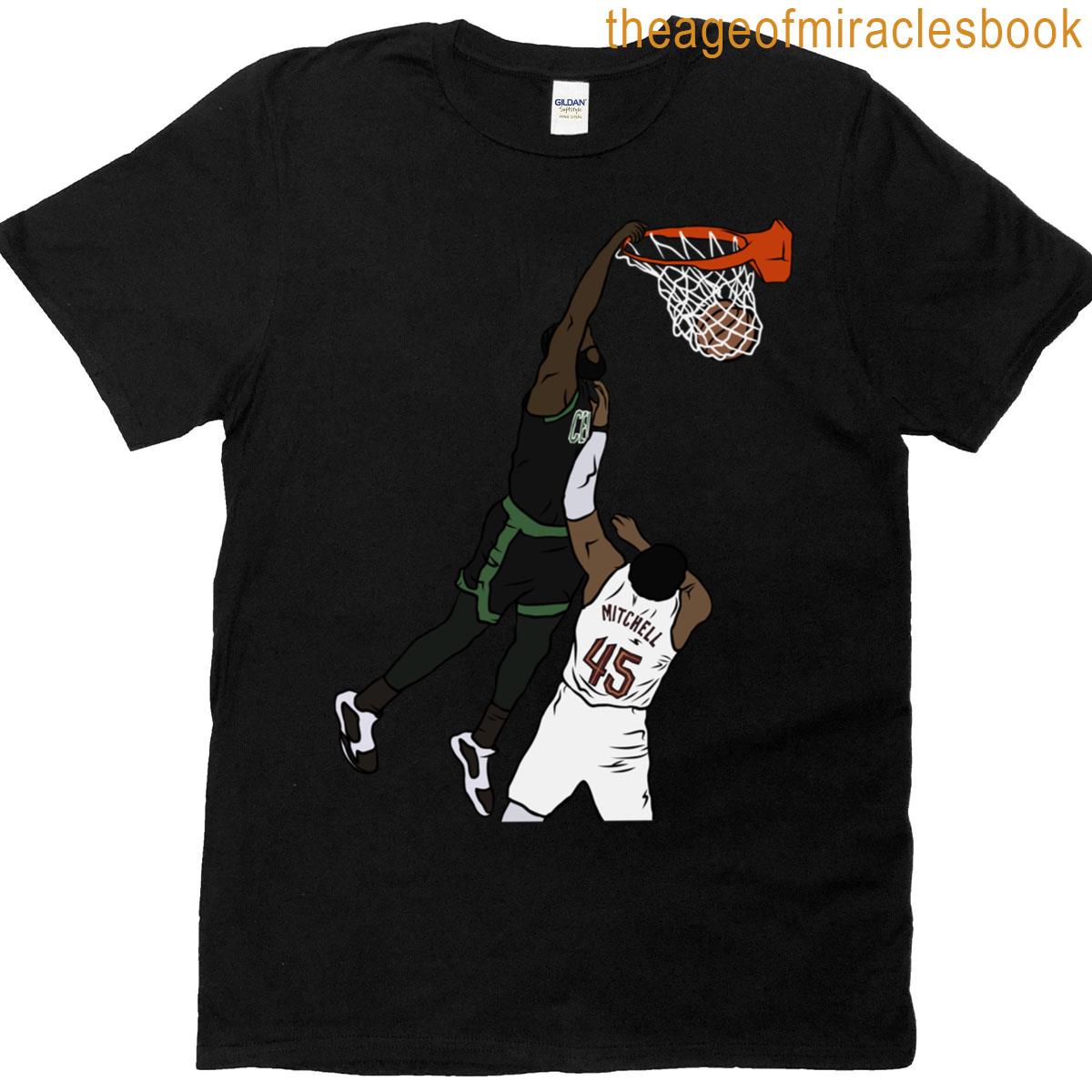 Jaylen Brown Dunks On Donovan Mitchell Oversized T-shirt