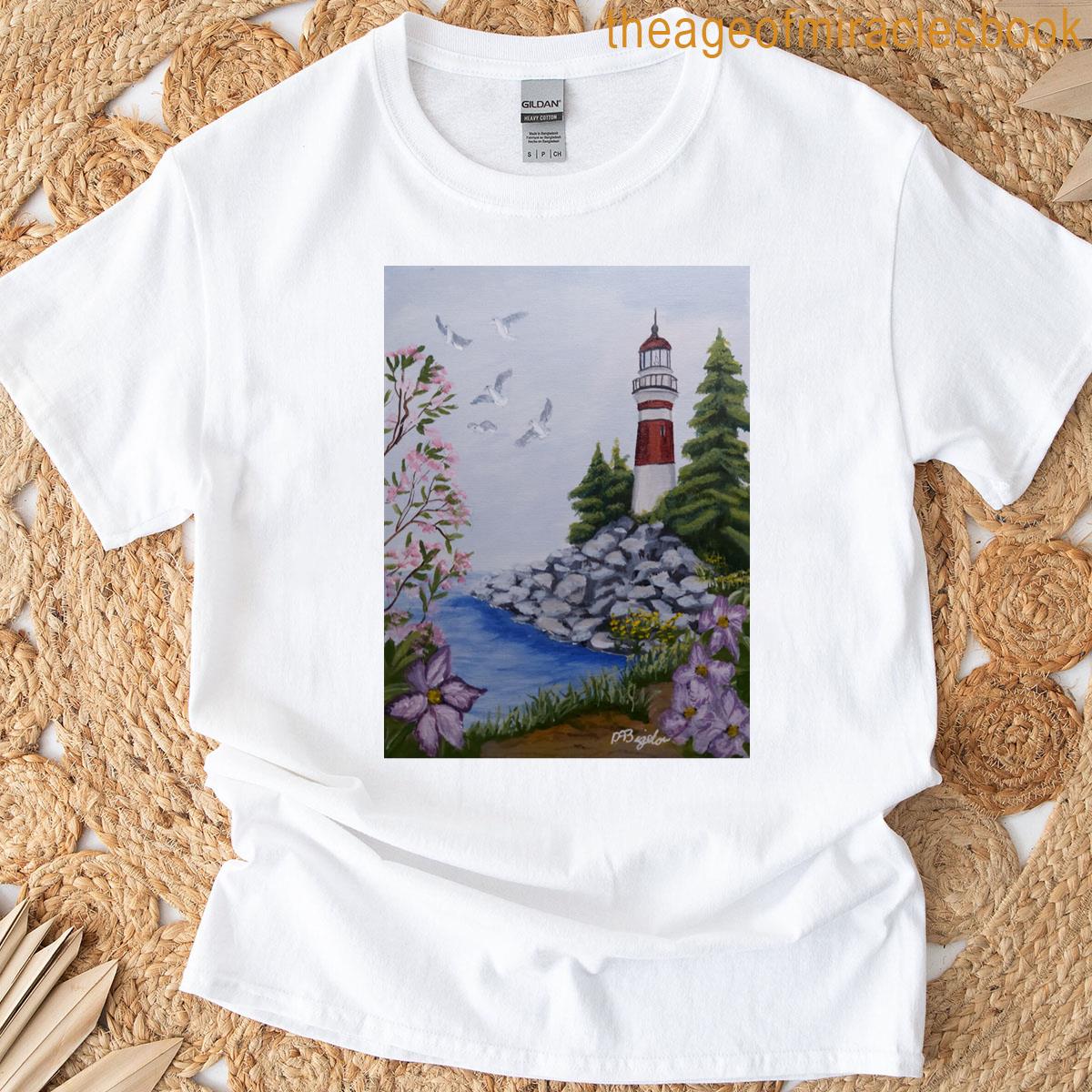 Lighthouse With Red Stripe T-shirt