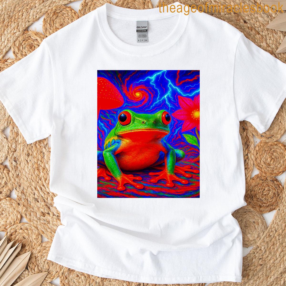 Psychedelic Tree Frog Hyper-real Neon Jungle Art Graphic T-shirt